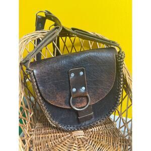 Medieval belt bag with laced edges saddle bag
